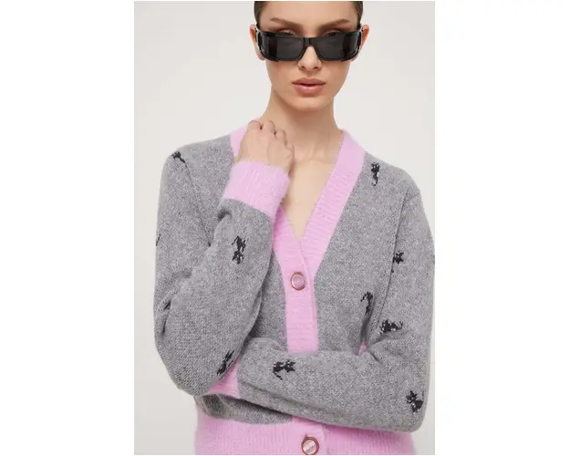 GCDS cardigan din lana culoarea gri