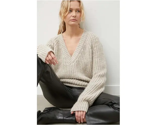 Herskind pulover de lana femei, culoarea bej