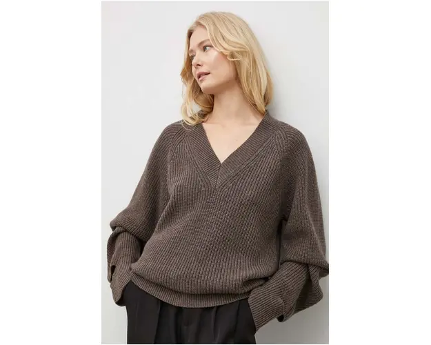 Herskind pulover de lana femei, culoarea maro