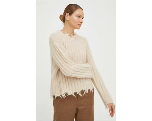 Herskind pulover de lana femei, culoarea bej