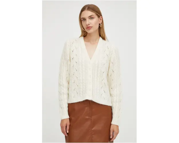 Custommade cardigan din lana culoarea bej, calduros