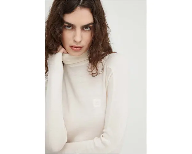 G-Star Raw pulover de lana femei, culoarea bej, light, cu guler