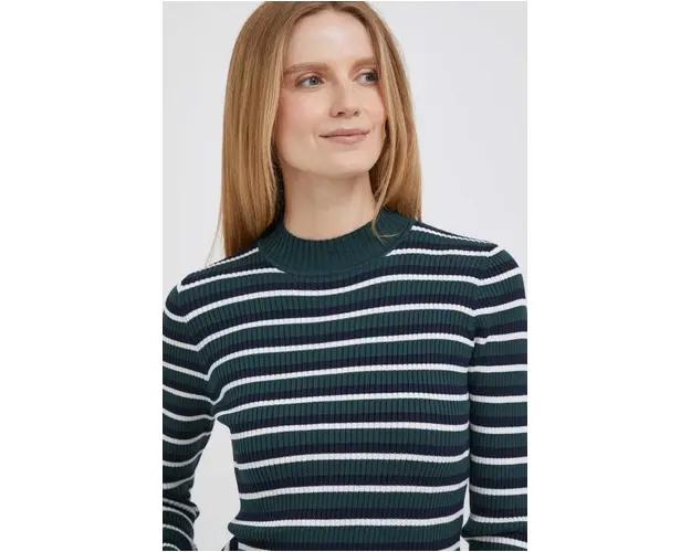 Pepe Jeans pulover femei, culoarea verde, light, cu turtleneck