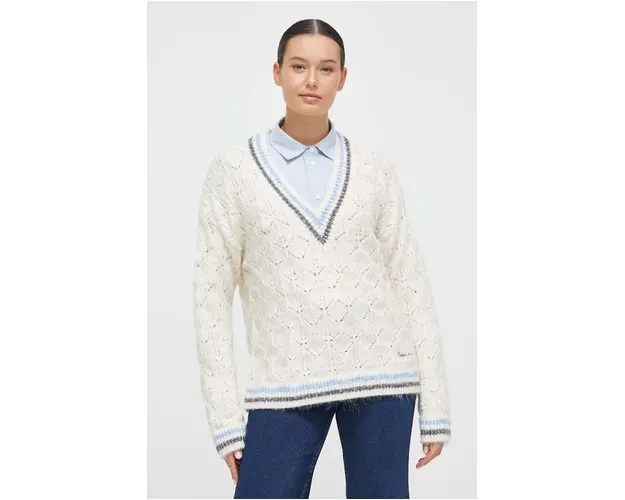 Pepe Jeans pulover femei, culoarea bej
