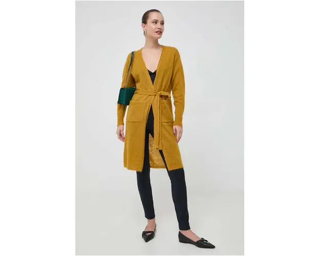 Max Mara Leisure cardigan din lana culoarea galben, light