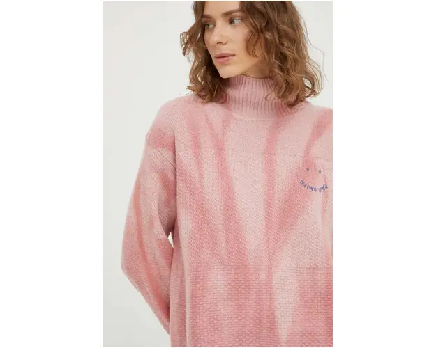 PS Paul Smith pulover de lana femei, culoarea roz, cu guler