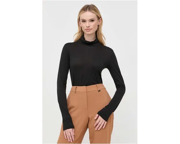 Boss Orange longsleeve BOSS ORANGE femei, culoarea negru, cu guler