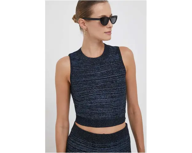 Sisley top femei, culoarea albastru marin