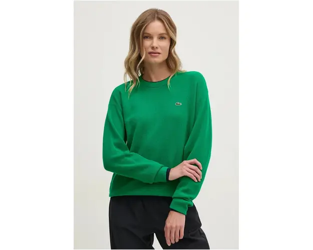 Lacoste pulover de lana femei, culoarea verde