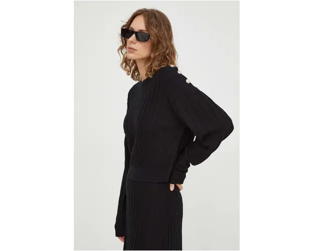 BA&SH pulover de lana femei, culoarea negru, light