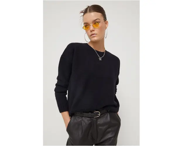 Superdry pulover din amestec de lana femei, culoarea negru