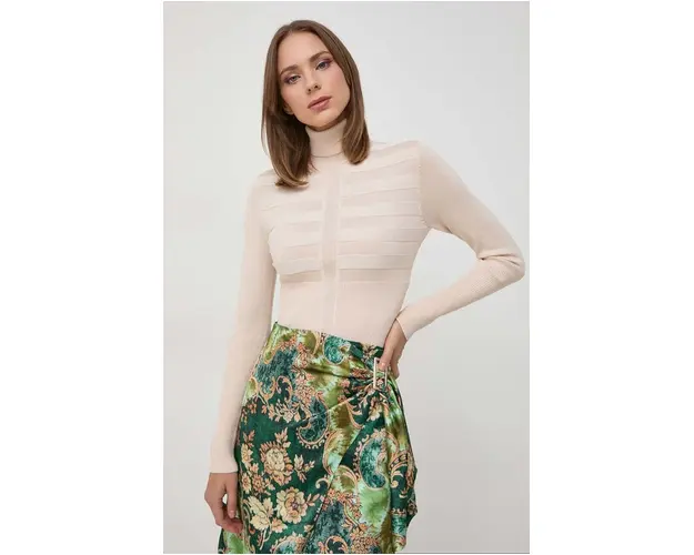 Morgan pulover femei, culoarea bej, light, cu guler