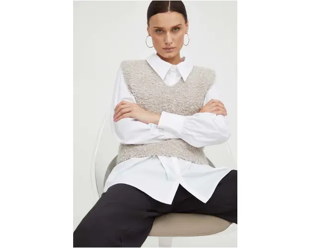 By Malene Birger vesta de lana culoarea bej, calduros