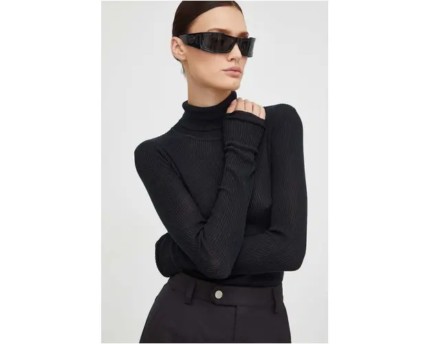 By Malene Birger pulover femei, culoarea negru, light, cu guler