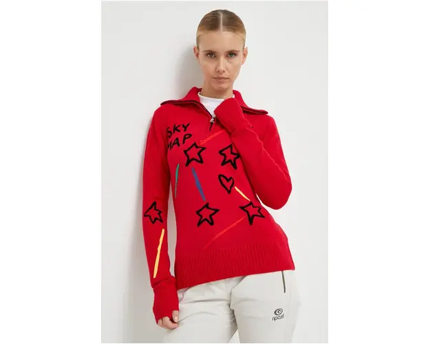Rossignol pulover de lana JCC femei, culoarea rosu, cu guler