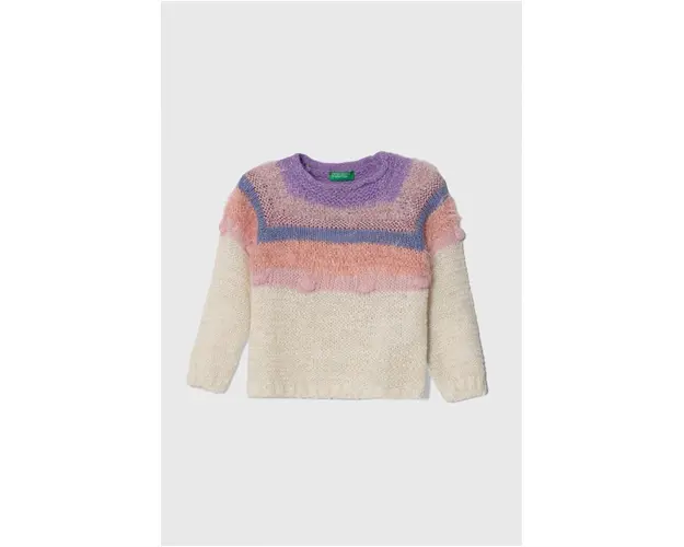 United Colors of Benetton pulover pentru copii din amestec de lana culoarea bej, light