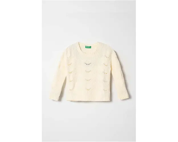 United Colors of Benetton pulover copii culoarea bej, light
