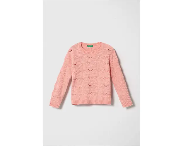 United Colors of Benetton pulover copii culoarea roz, light