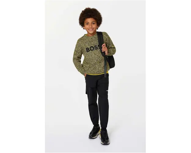 BOSS pulover pentru copii din amestec de lana culoarea verde