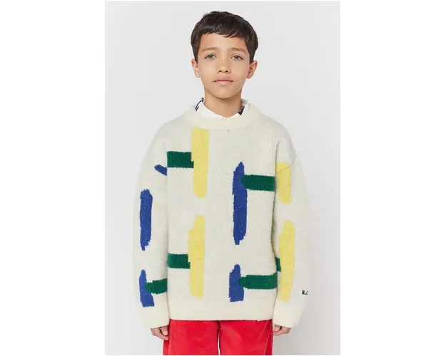 Bobo Choses pulover pentru copii din amestec de lana culoarea bej