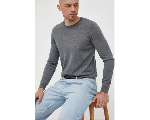 BOSS pulover de lana barbati, culoarea gri, light 50468239