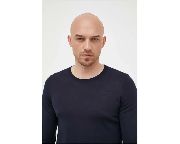 BOSS pulover de lana barbati, culoarea bleumarin, light 50468239