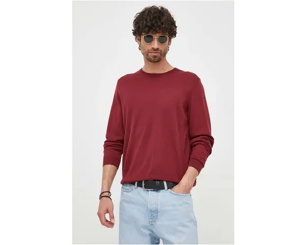 BOSS pulover de lana barbati, culoarea bordo, light 50468239