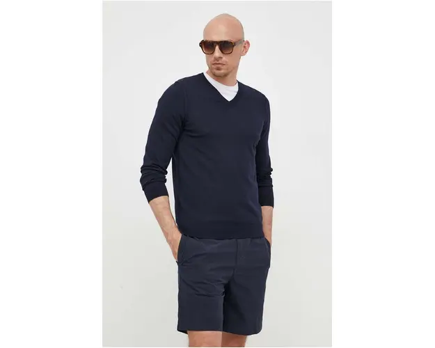 BOSS pulover de lana barbati, culoarea bleumarin, light 50468261