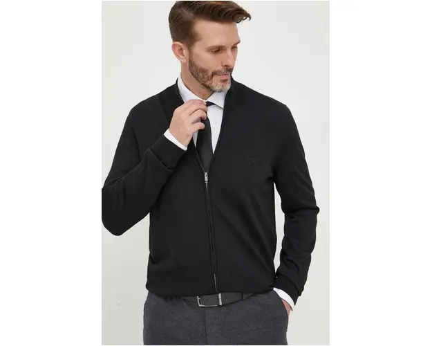 BOSS cardigan din lana culoarea negru