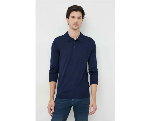 Michael Kors pulover de lana barbati, culoarea albastru marin, light