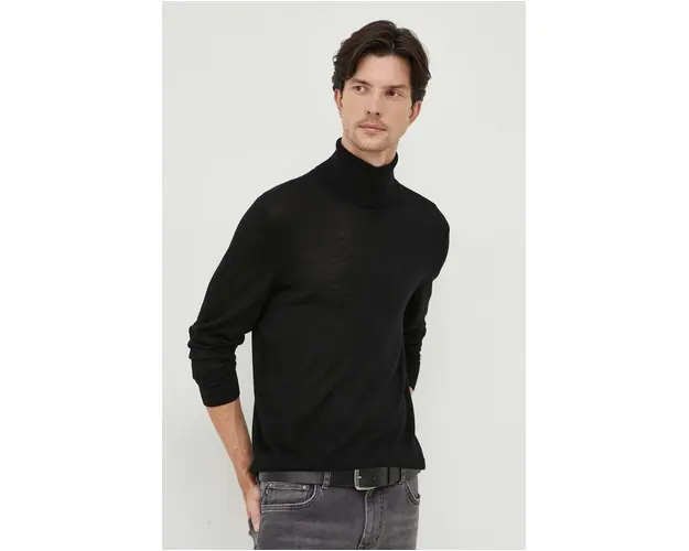 Michael Kors pulover de lana barbati, culoarea negru, light, cu guler