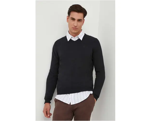 North Sails pulover din amestec de lana barbati, culoarea negru, light