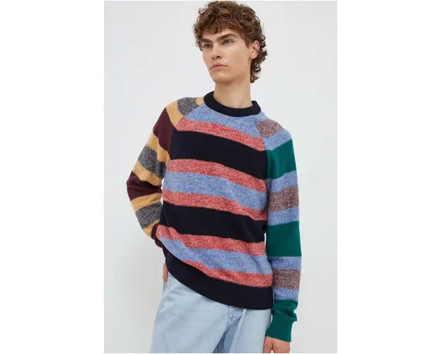 PS Paul Smith pulover de lana barbati, culoarea albastru marin, light