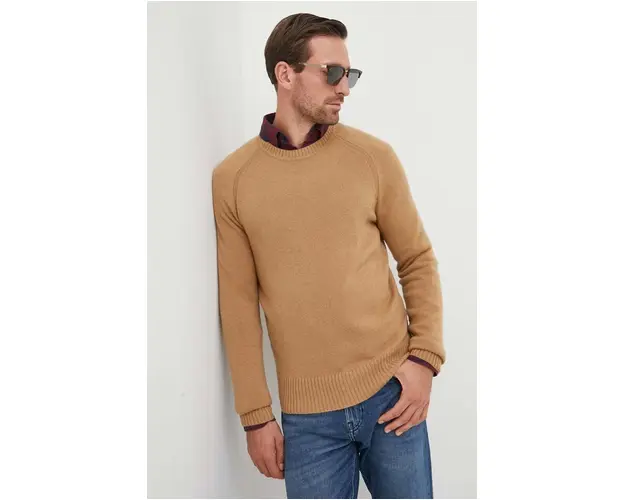 BOSS pulover de casmir culoarea bej, light