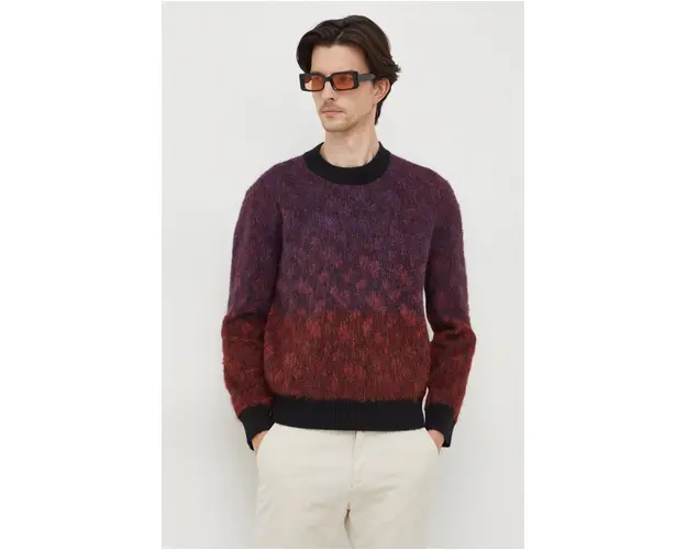 BOSS pulover din amestec de lana barbati, culoarea bordo