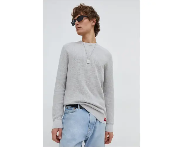 Superdry pulover de bumbac culoarea gri, light