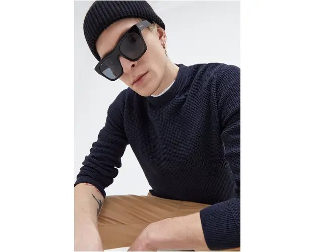 Superdry pulover de bumbac culoarea albastru marin