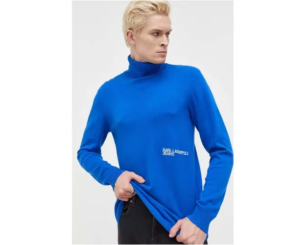 Karl Lagerfeld Jeans pulover din amestec de lana barbati, light, cu guler