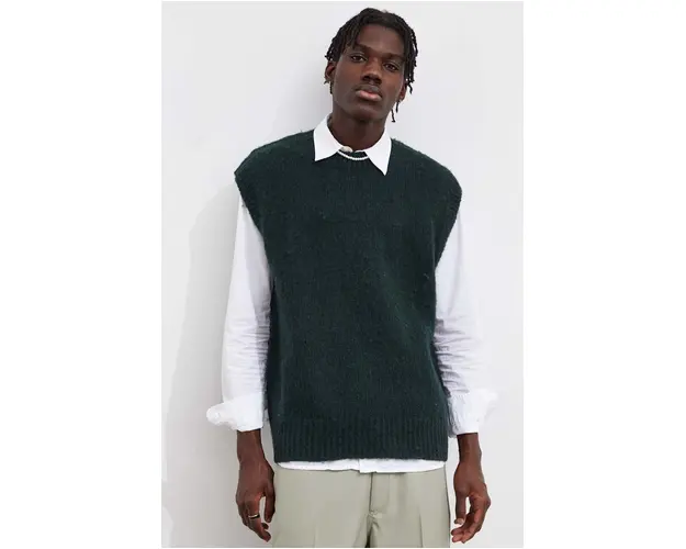 Won Hundred vesta de lana culoarea verde