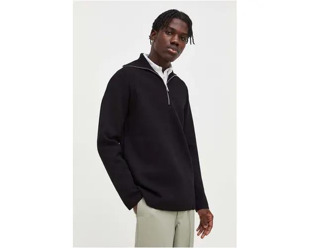 Won Hundred pulover barbati, culoarea negru, light, cu turtleneck