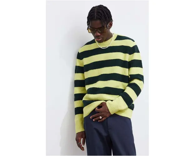 Won Hundred pulover de lana barbati, culoarea verde, light