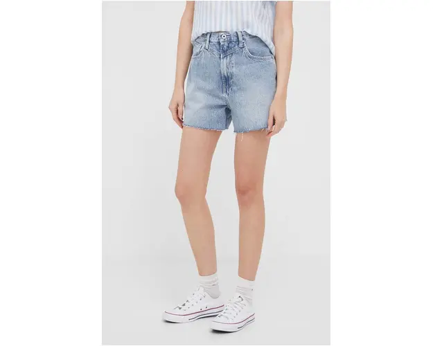 Pepe Jeans pantaloni scurti jeans RACHEL femei, neted, high waist
