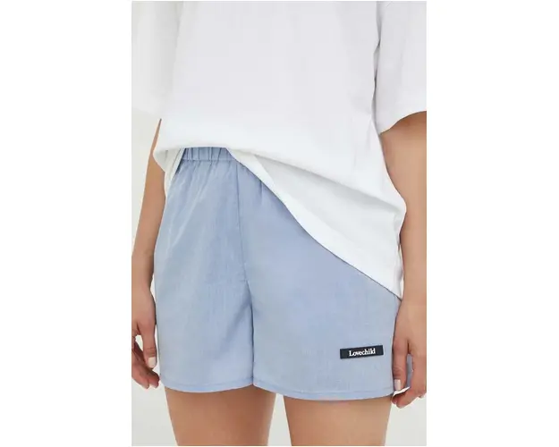 Lovechild pantaloni scurti din bumbac neted, high waist