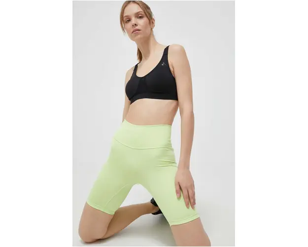 adidas Performance pantaloni scurti de antrenament Optime culoarea verde, neted, high waist