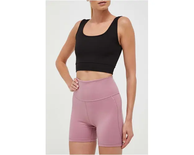 adidas Performance pantaloni scurti de yoga Studio culoarea roz, neted, high waist