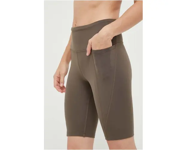 Reebok pantaloni scurti de antrenament Lux culoarea verde, neted, medium waist