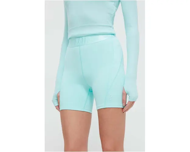 P.E Nation pantaloni scurti de antrenament Backcheck culoarea turcoaz, neted, high waist