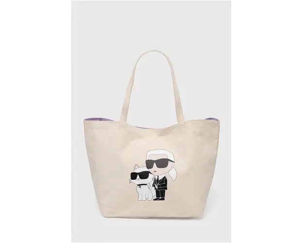 Karl Lagerfeld geanta de bumbac culoarea bej