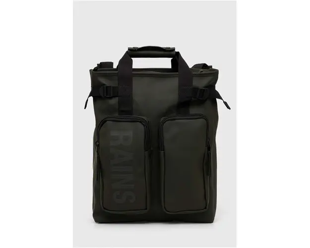 Rains rucsac 14240 Weekendbags culoarea verde, mare, neted