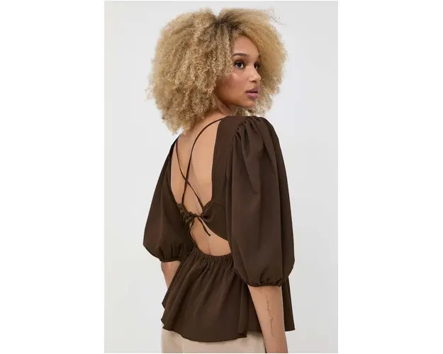 Notes du Nord bluza Carrie femei, culoarea maro, neted
